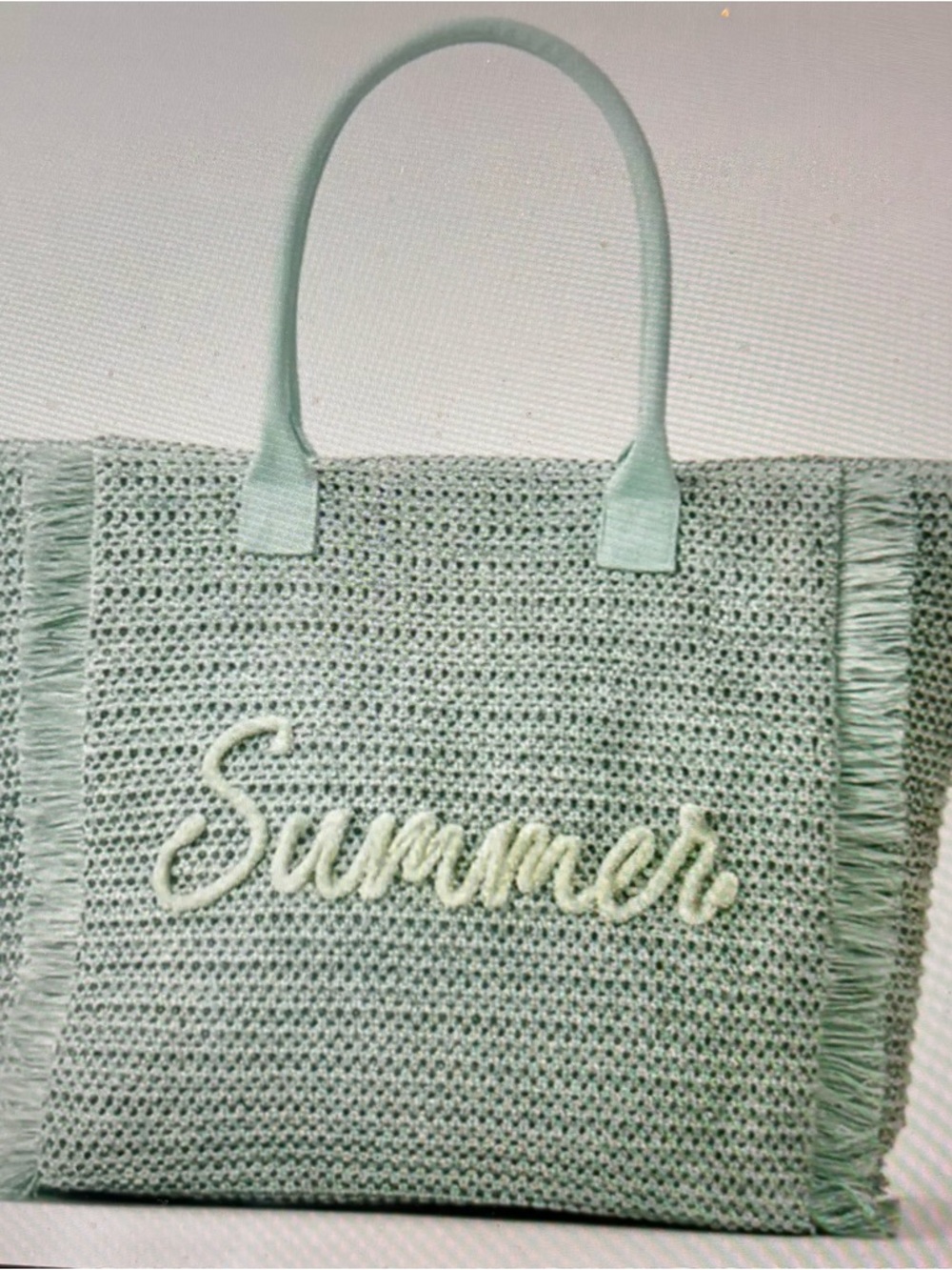 Summer Letter & Gold Lurex Straw Fringe Tote Bag